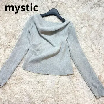 mystic 오프숄더 리브 니트