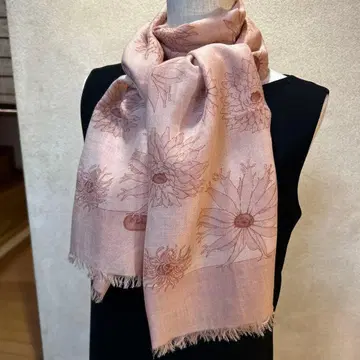 페라가모, 캐시미어, 실크, 꽃무늬 살몬 핑크 스톨, 거의 사용 안 함