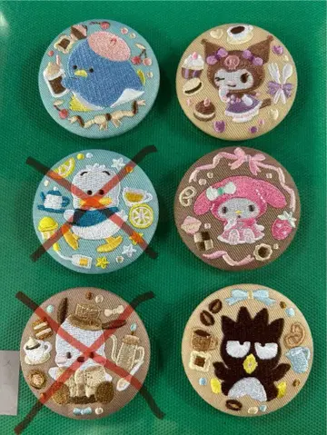 산리오 자수 캔뱃지 비스킷 3