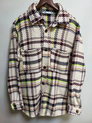 새상품급 DJ 후토이 착용 ZARA 네온 체크 셔츠 자켓 XL