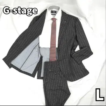 Gstage 스트라이프 수트 셋업 경량 쾌적한 착용감 블랙