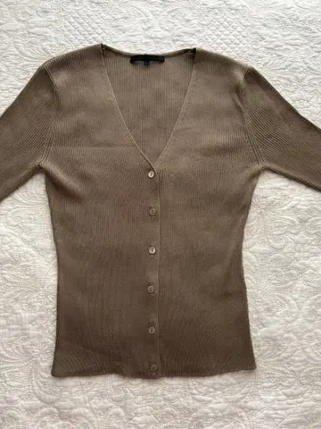 새상품급 ANAYI 리브 가디건 38 브라운 베이지