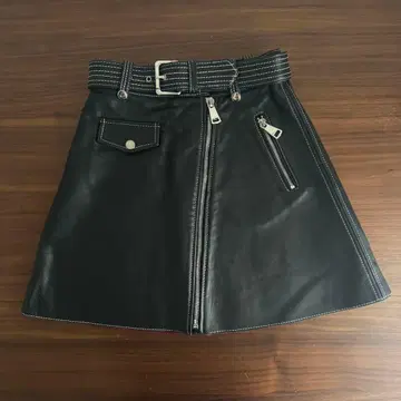 maje 천연 가죽 미니 스커트 지퍼 포함