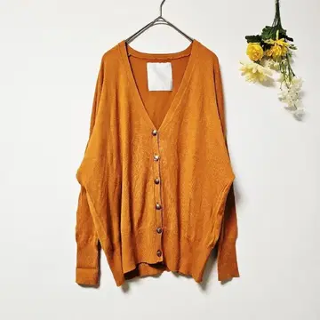 [ carnelian ] 카넬리안 가디건 긴팔 무지 오렌지 (M)