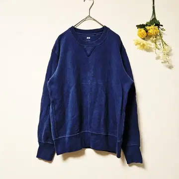 [ UNIQLO ] 유니클로 스웨트 셔츠 긴팔 크루넥 블루 (S)