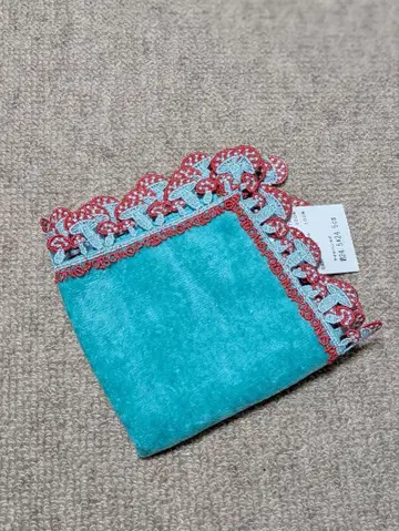 치카자와 레이스 타월 손수건 독버섯 터콰이즈 블루 미사용 새상품