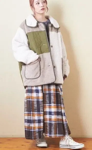 CUBE SUGAR 보아 x 퍼 x 퀼트믹스 절개 빅 코트