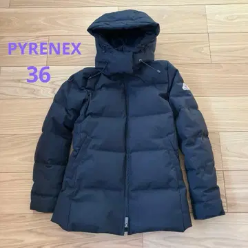 [ 컨디션 최상 ] 피레넥스 미들 기장 후드 부착 다운 자켓 블랙