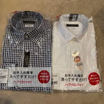 노다리미 셔츠 39, 78 사이즈 체크 무늬와 화이트