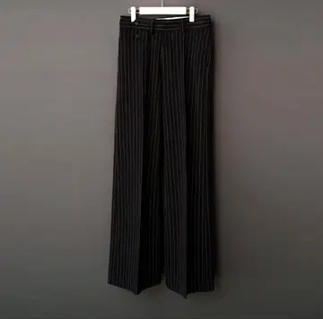 SHIKITARI STRIPE FLARE SLACKS [ BLACK ]