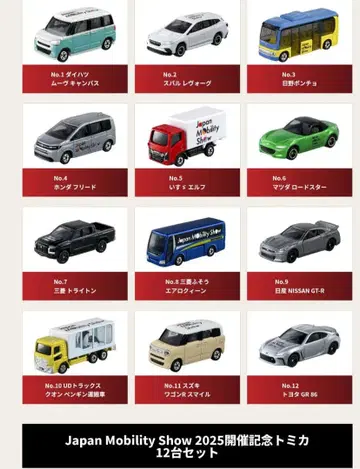 토미카 재팬 모빌리티 쇼 2025 개최 기념 12대 컴플리트 세트