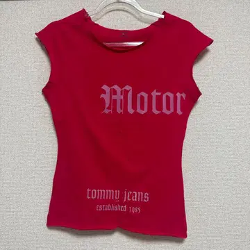 TOMMY JEANS 로고 프린트 슬리브리스 T셔츠 핑크 S 사이즈