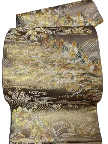 A3 새상품급 후쿠로 오비 금박 육통 순수 실크