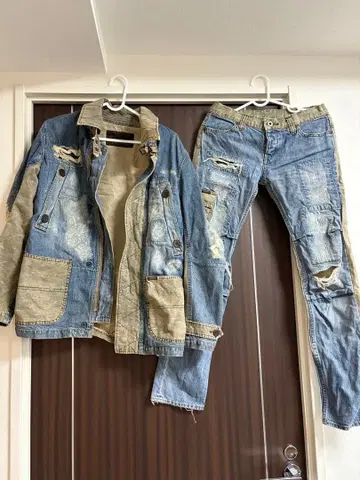 Hysterics 데미지 가공 데님 자켓 팬츠 세트