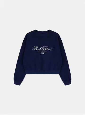 Bad Blood 크롭 맨투맨 네이비
