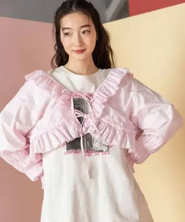 니코앤드 핑크 프릴 볼레로