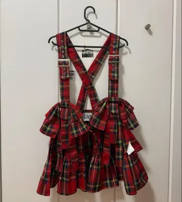 HEIHEI 체크 서스펜더 스커트