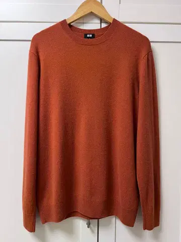 UNIQLO 캐시미어 100% 무지 오렌지 스웨터 니트 XL