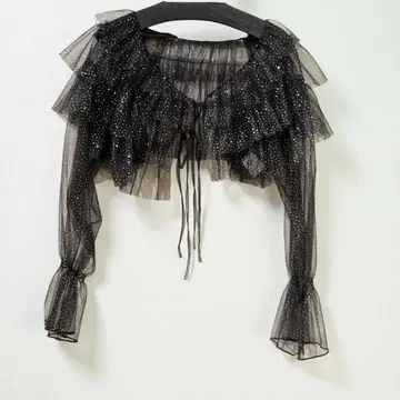 [ 새상품 ] 결혼식 연주회 프릴 달린 라메 시스루 볼레로