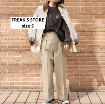 프릭스스토어 하이웨스트 롤업 치노 턱 와이드 팬츠 S