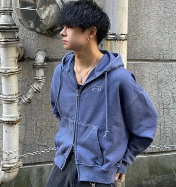 ADAMASTE / 아다마스트 피그먼트 더블 지퍼 후디 블루