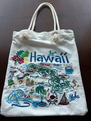 하와이 자수 토트백