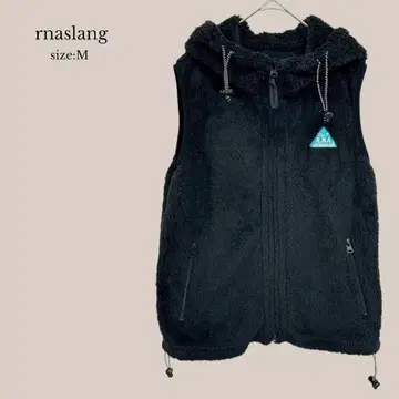 RNASLANG 플리스 베스트 후드 부착 집업 블랙 M