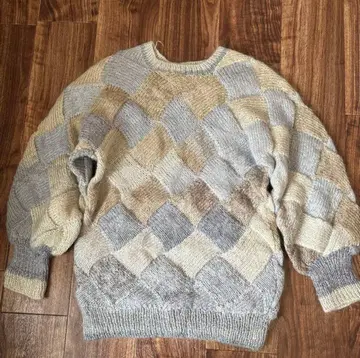 빈티지 모헤어 울 핸드 니트 스웨터 디자인 구제 의류 레어