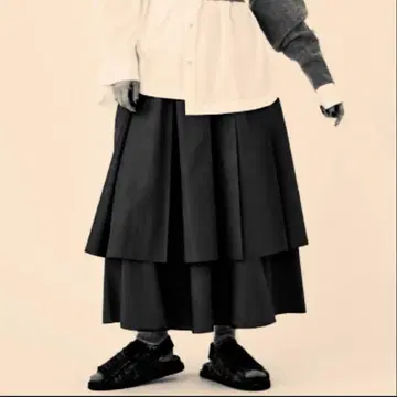 nagonstans 레이어드 플리츠 스커트 블랙