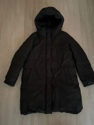 무인양품 MUJI 블랙 후드 부착 다운 자켓