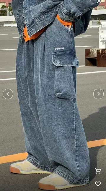 perushu 센터 심 벌룬 데님 팬츠 이지 팬츠