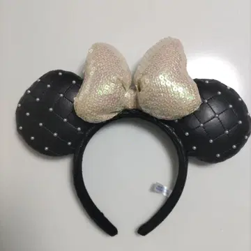 디즈니 머리띠 블랙과 펄 화이트