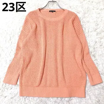 23KU 긴팔 니트 풀오버 상의 스웨터 핑크 계열 포인트 컬러
