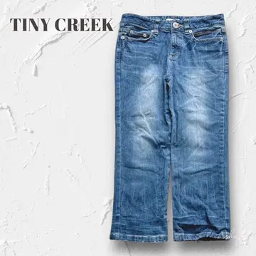 Y5584 [타이니 크릭] 데님 팬츠 색빠짐 크롭 기장 L 블루