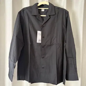 다케오 키쿠치 긴팔 오픈 카라 셔츠 M 그레이 택 포함 면 100%