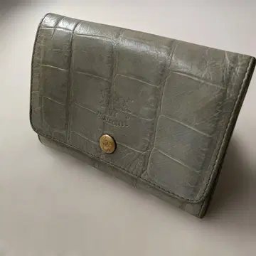 일비종떼 그레이 가죽 접이식 지갑 악어 엠보싱 레어