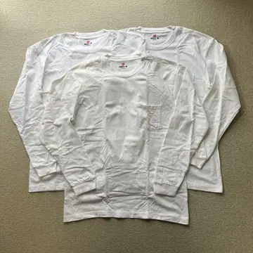 3벌 세트 헤인즈 비피 롱 슬리브 포켓 티셔츠 화이트