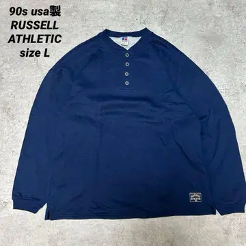 레어 90s usa 러셀 네이비 헨리넥 맨투맨 L