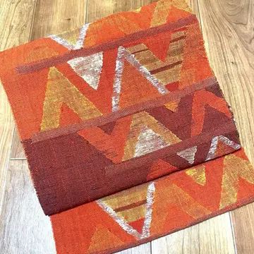 바틱 패턴의 8촌 나고야 오비 테라코타 컬러 평상복 기모노