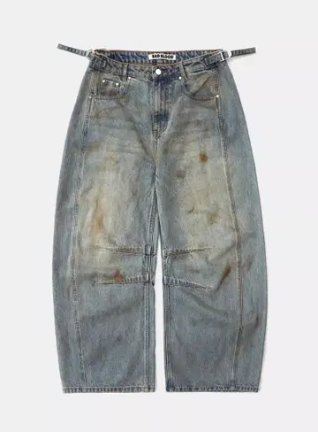 Badblood RAP 블루 와이드 레그 데님