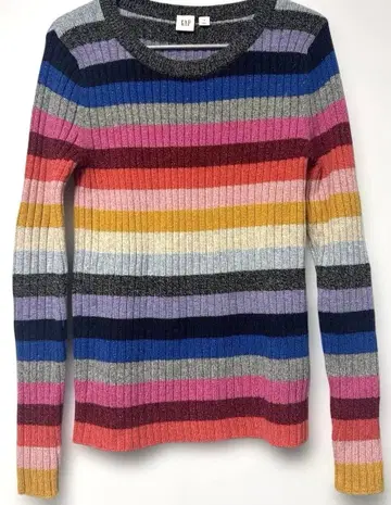 새상품급 GAP 멀티 컬러 리브 보더 라메 니트 S