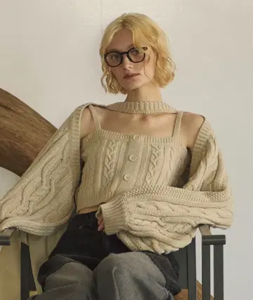 loin nuit 케이블 니트 앙상블