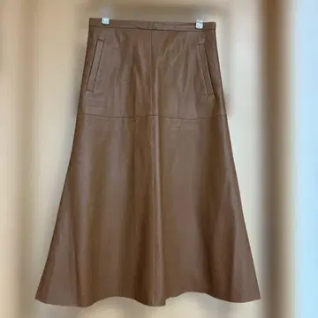 23구 브라운 에코 가죽 플레어 스커트 사이드 포켓 포함 38