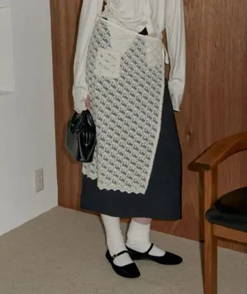 GIUNON 리본 랩 스커트 아이보리