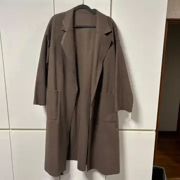 여성용 브라운 벨트 롱 코트 3L