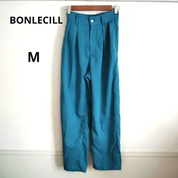 BONLECILL 하이웨스트 터콰이즈 와이드 레그 팬츠 M 무지