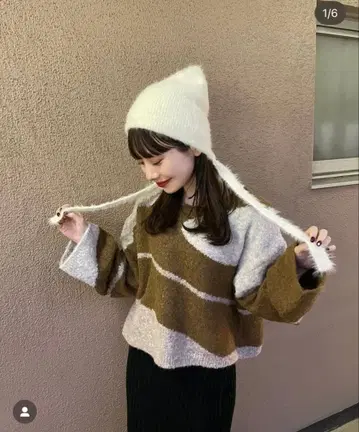 hinari 마블 니트 브라운