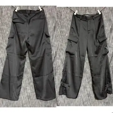 HARE 폴리에스테르 트윌 와이드 팬츠 블랙 블랙 조절