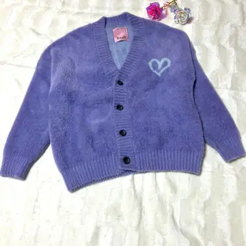 [새상품급] b+ab 퍼플 하트 가디건 V넥 플리스 보들보들