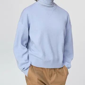 유니클로C 스무스 코튼 크루넥 스웨터 블루 3XL UNIQLO